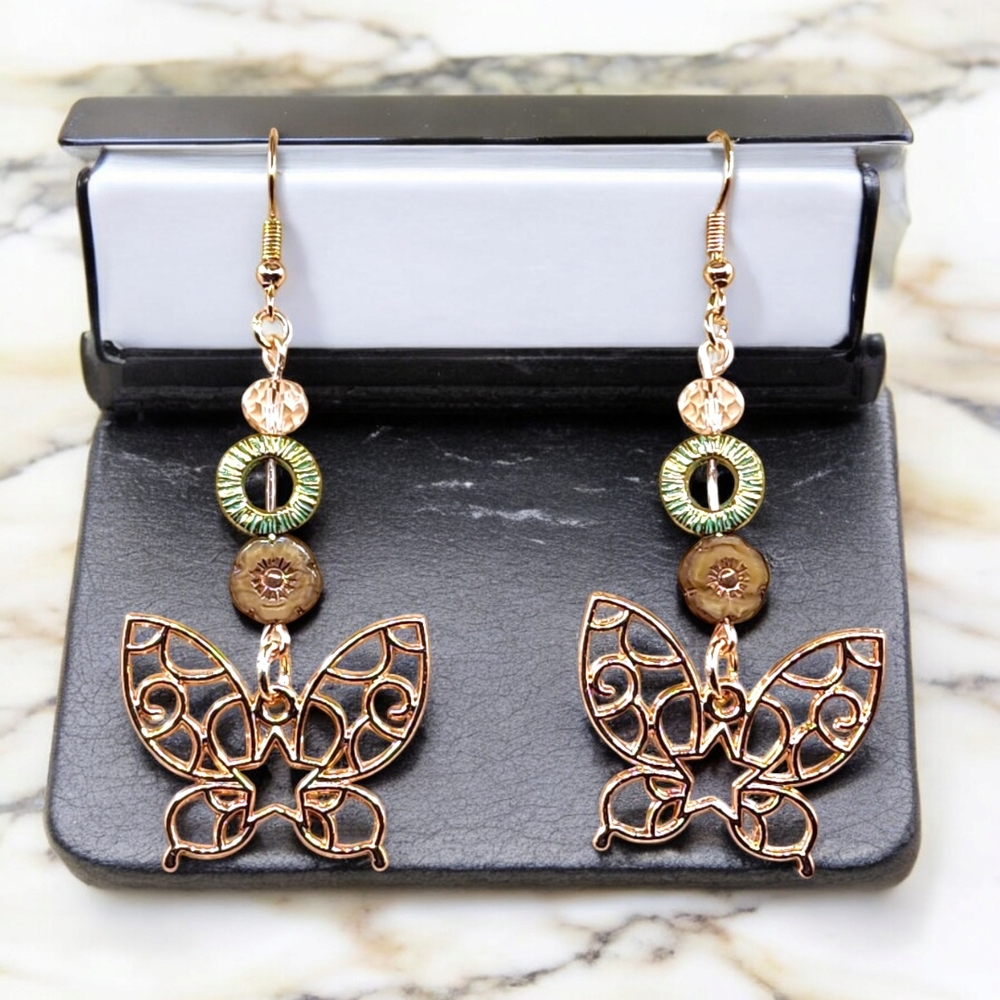 Elegant Butterfly Rose Gold Earrings